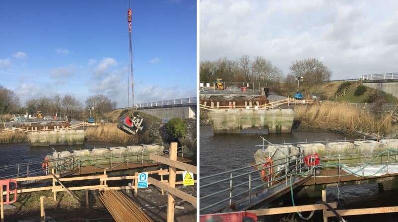 Lifting the Aqua Jet onto the pier heads