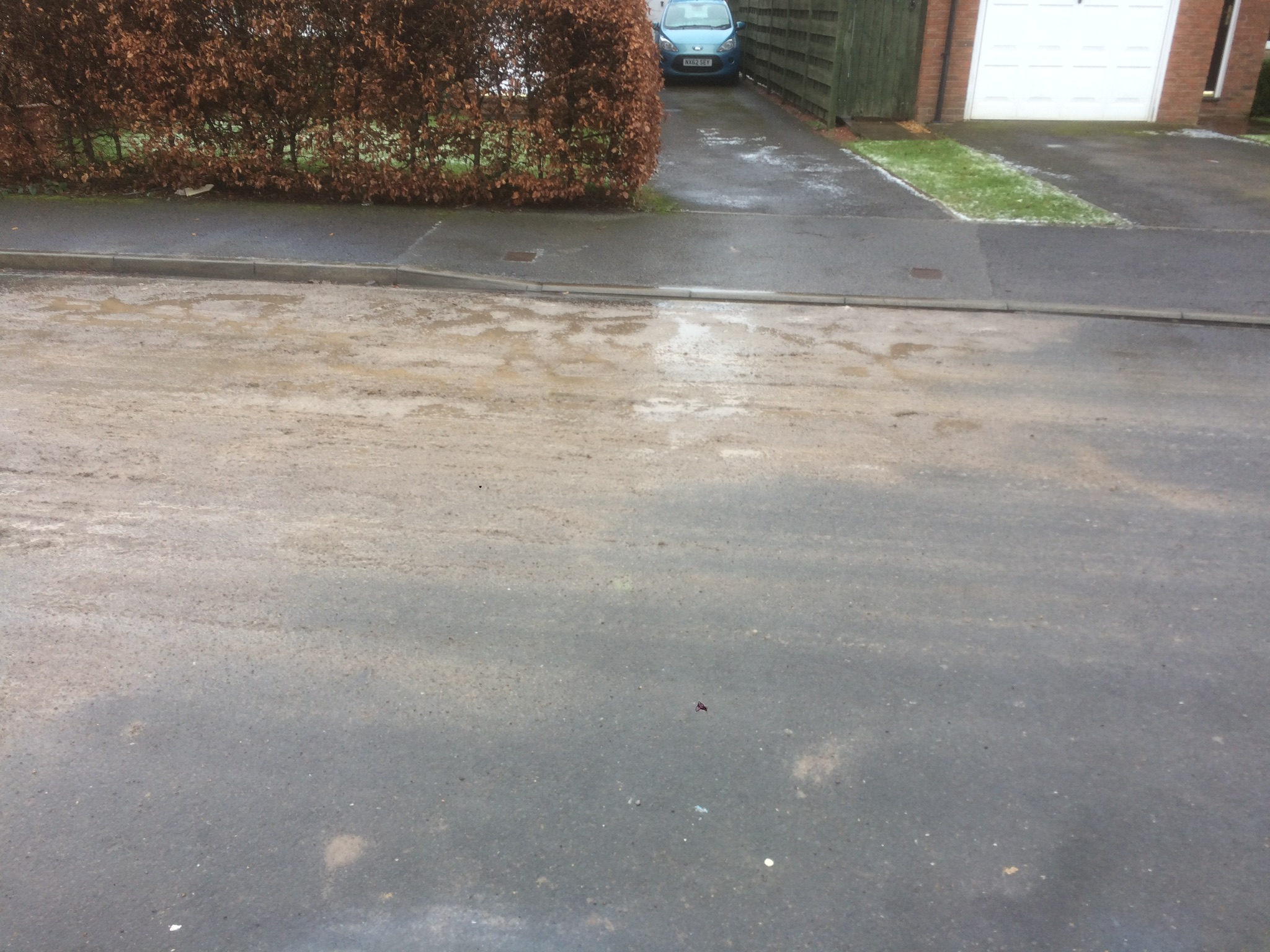 Oil spilled onto the road